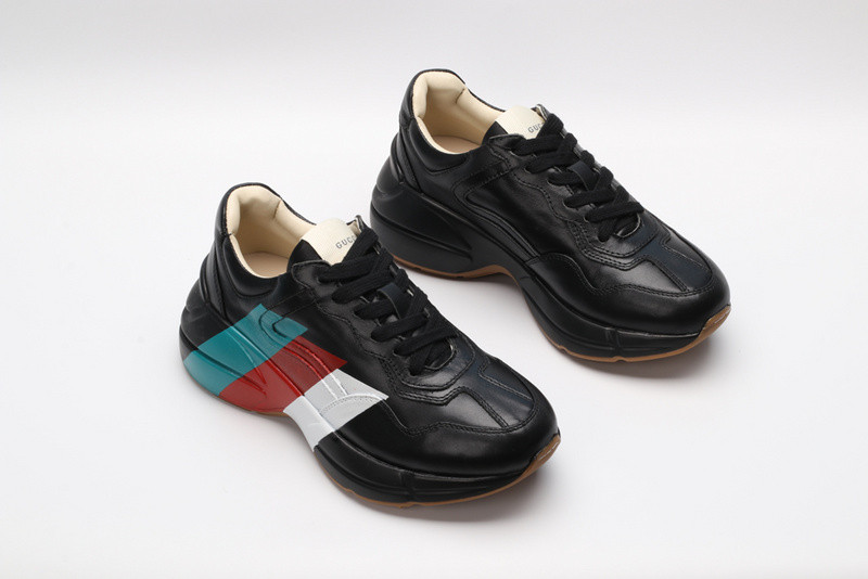 GC Rhyton Web Print Leather Sneaker 523535 DRW00 1000