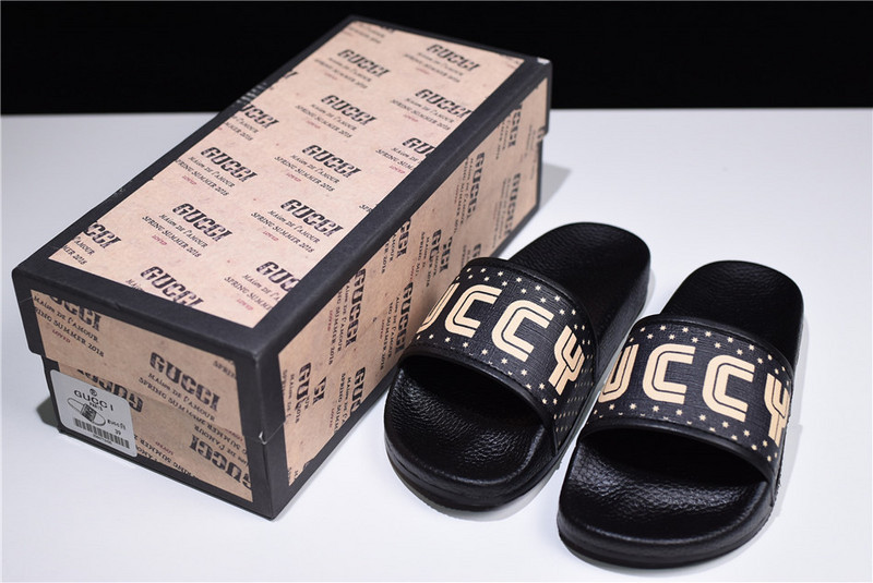 gc black S*p*e canvas guccy print slide