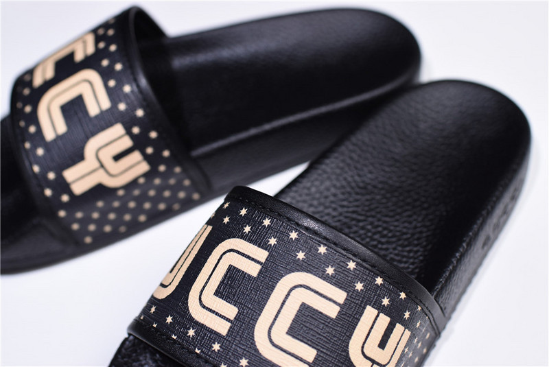 gc black S*p*e canvas guccy print slide